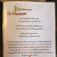 Auberge De La Couronne menu