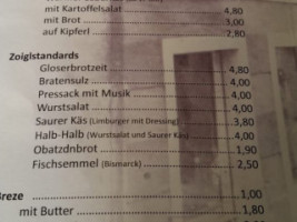 Beim Gloser menu