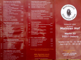 Restaurant & Cocktailbar Schwarzer Löwe im Mainzer Hof menu