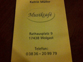 Musikcafe Silke-Katrin Müller menu