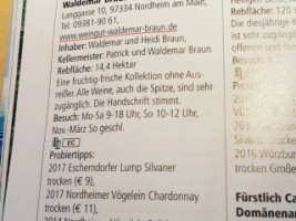 Weingut Waldemar Braun menu