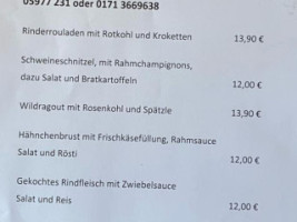 Gaststätte Spieker-Wübbel menu