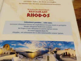 Restaurant Rhodos menu