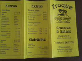 Froque Croque menu