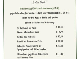 Bartholomäusstüberl menu