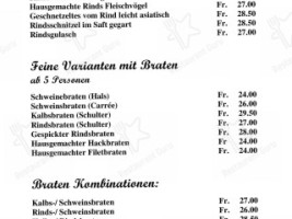 Restaurant - Metzgerei Ochsen menu