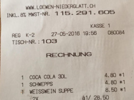 Löwen Niederglatt menu