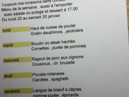 Café de la Banque menu