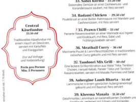 Hotel Central AG menu