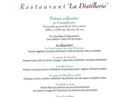 La Distillerie menu