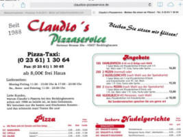 Pizzeria Claudio Lieferservice menu