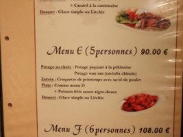 Chinois Dong Ya menu