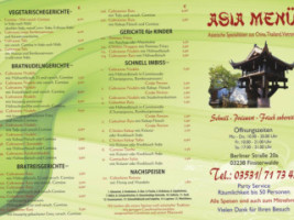 Asia-menÜ Bistro menu