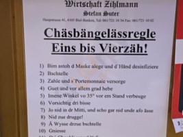 Wirtschaft Zihlmann menu