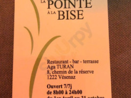 La Pointe A La Bise menu