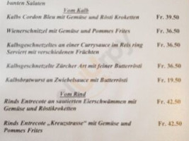 Kreuzstrasse menu