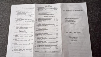 Pizzaria Sorrento menu