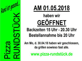 Pizza RundstÜck menu