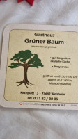 Hansjörg Kühnle Gasthaus Grüner Baum menu