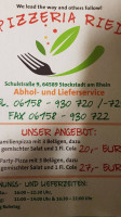 Pizzeria Ried menu