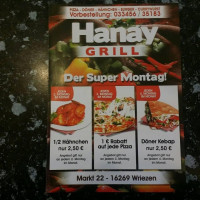 Hanay Grill menu