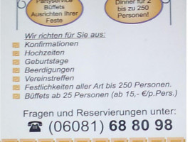 Gaststätte Wiesbachtalhalle menu