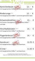 Gasthaus Peetz menu