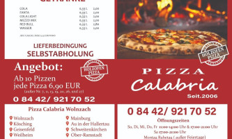 Pizza Calabria menu