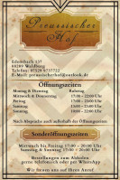 Gasthaus Preussischer Hof menu