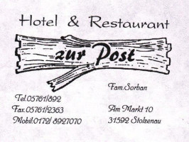 Zur Post menu