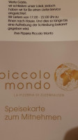 Pizzeria Piccolo Mondo menu