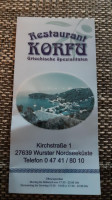 Restaurant Korfu menu