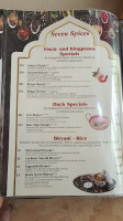 Seven Spices Indian Cuisine menu