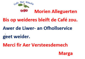 Cafe Nei Kiischt Sarl menu