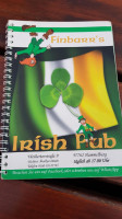 Finbarr's Irish Pub menu