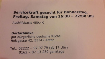 Gaststaette Dorfschaenke menu