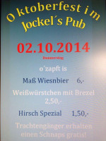 Jockel's Pub menu