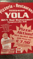 Pizzeria Yola menu