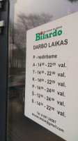 Biliardo Klubas Bilardo menu