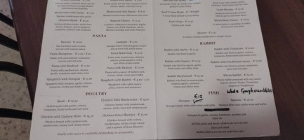 Grey Hound Bar Restaurant menu