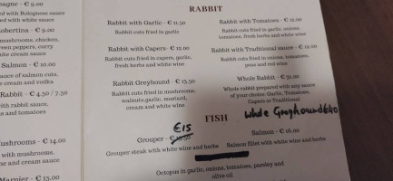 Grey Hound Bar Restaurant menu