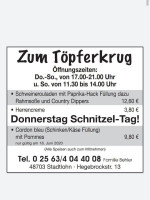 Zum Toepferkrug menu