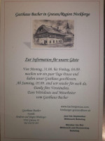 Gasthaus Bacher menu