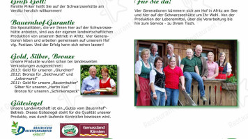 Schwarzseehutte menu