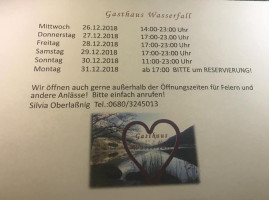 Gasthaus Wasserfall menu