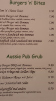 Flying Kangaroo Australian Pub menu