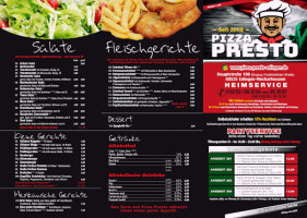 Pizza Presto Edingen menu