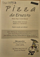 Pizza Ernesto menu