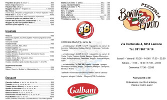 Bontà Gusto menu