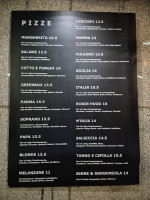 Pizza menu